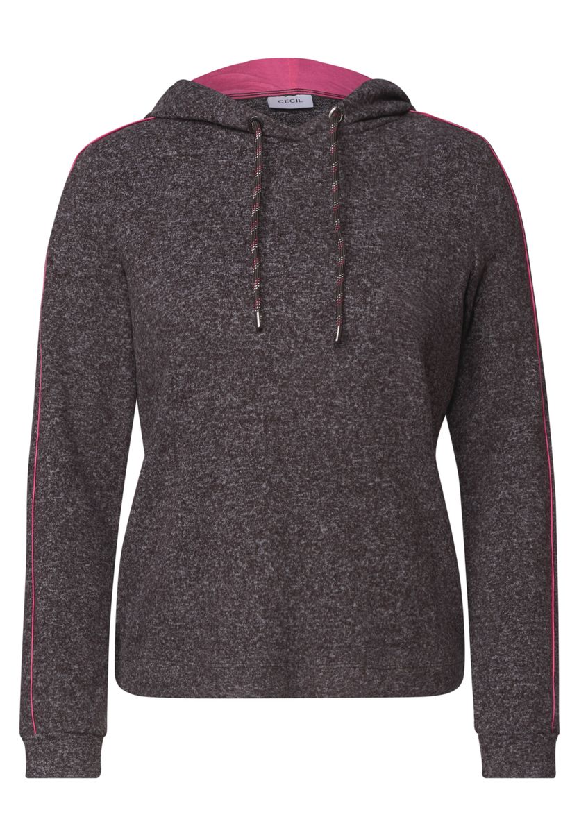 Langarm Shirt mit Hoodie und Piping