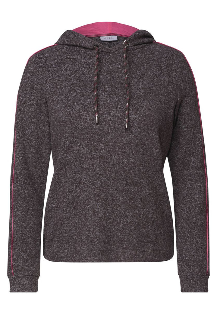 Langarm Shirt mit Hoodie und Piping