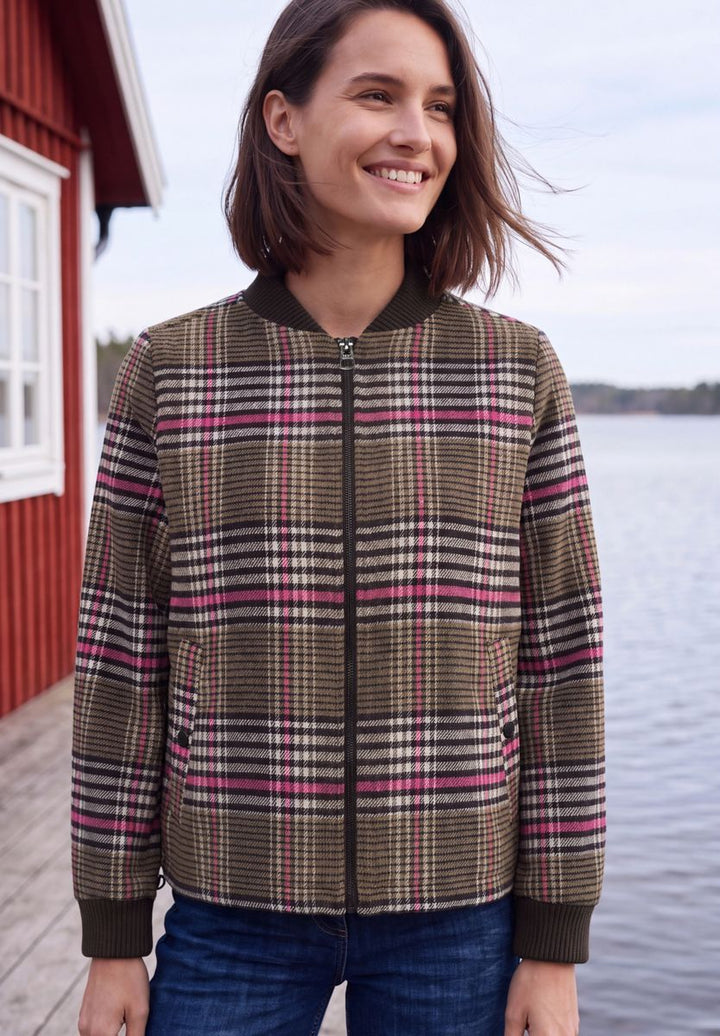 Blouson mit Karomuster und Wollanteil