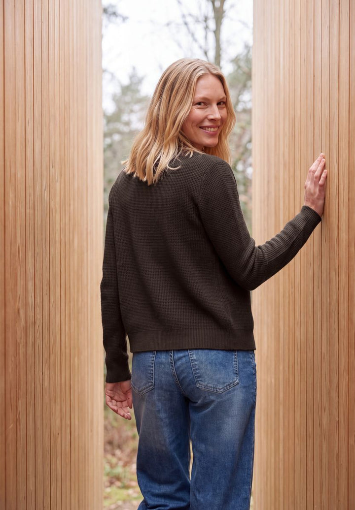 Cardigan mit Rundhals und Knopfleiste