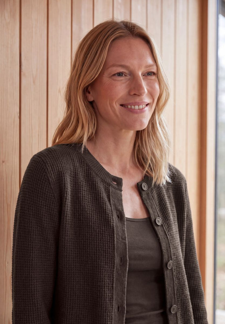 Cardigan mit Rundhals und Knopfleiste