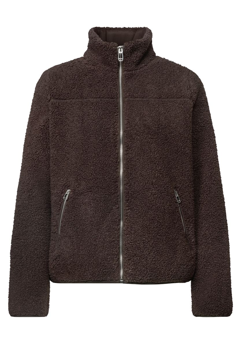 Teddy-Jacke mit Stehkragen und Zipper
