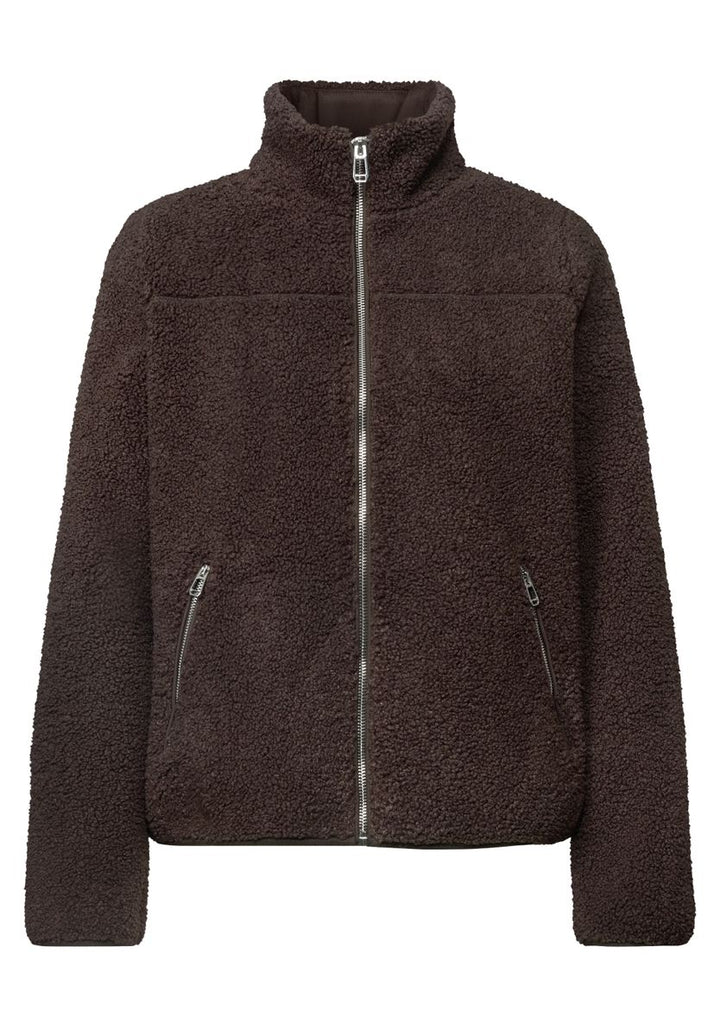 Teddy-Jacke mit Stehkragen und Zipper