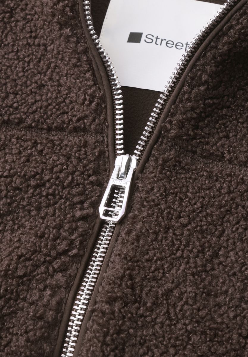 Teddy-Jacke mit Stehkragen und Zipper