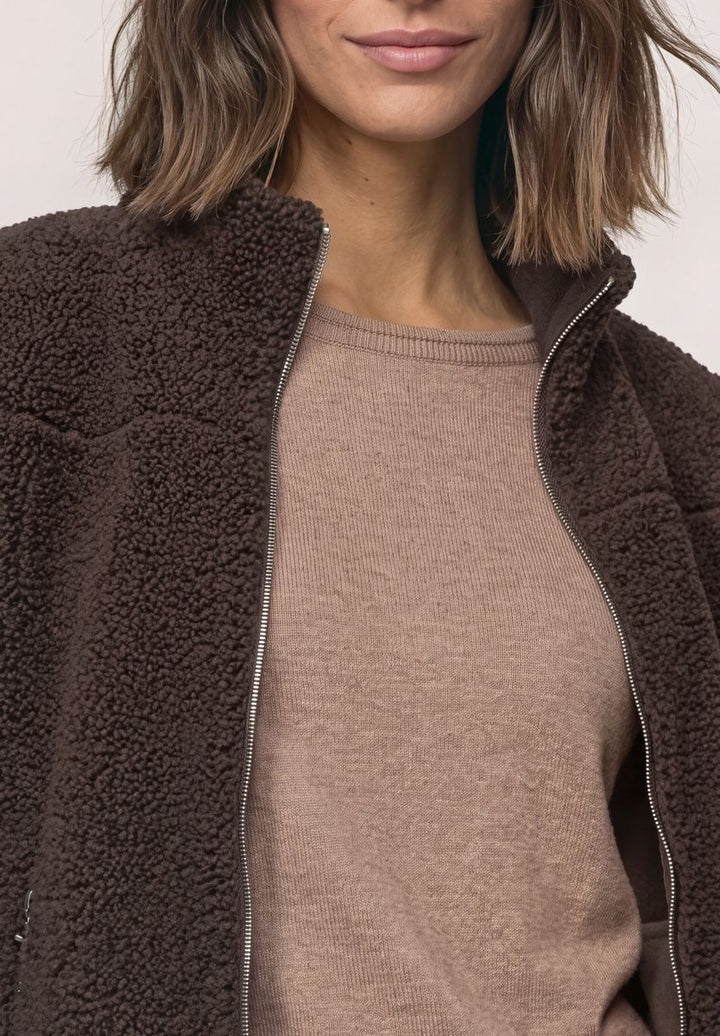 Teddy-Jacke mit Stehkragen und Zipper