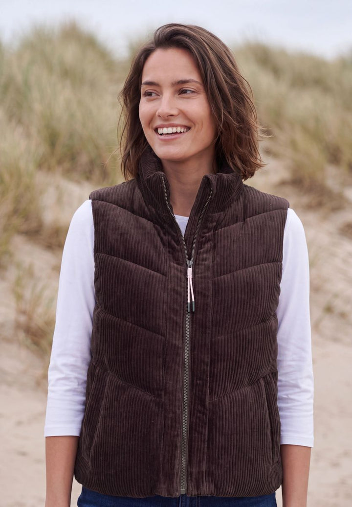 Cord-Weste mit Steppmuster und Zipper
