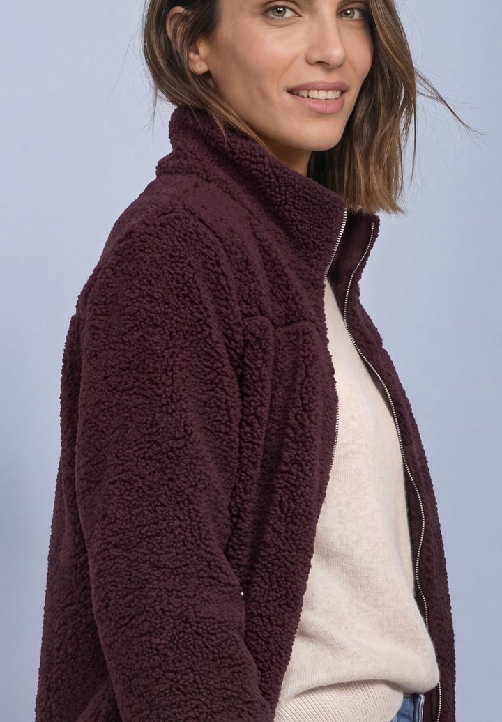 Teddy-Jacke mit Stehkragen und Zipper