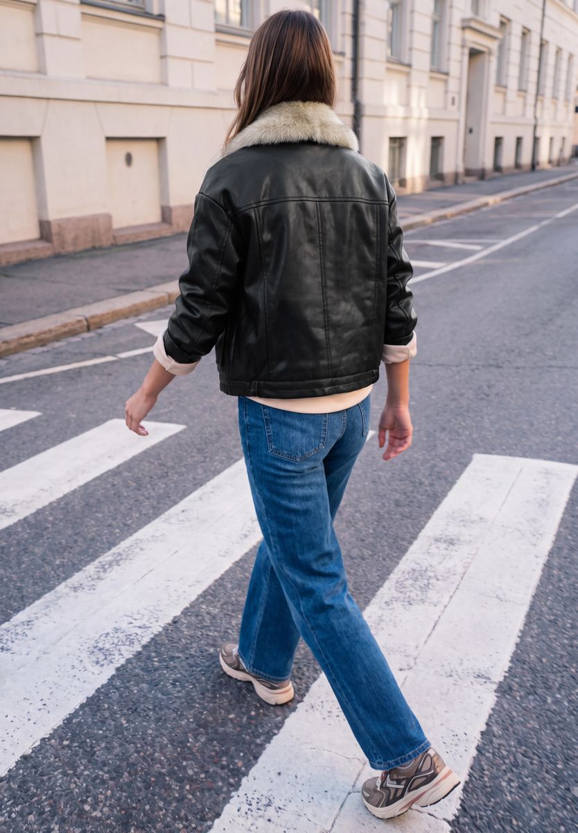 Jacke mit abnehmbaren Fellkragen