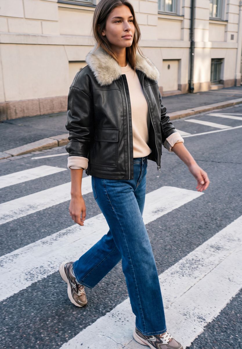 Jacke mit abnehmbaren Fellkragen