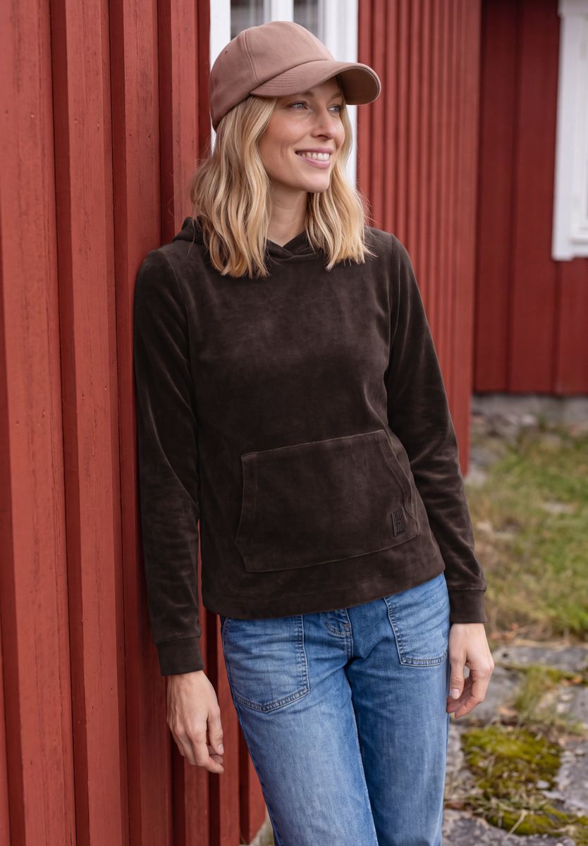 Langarm Shirt aus Cord mit Kapuze