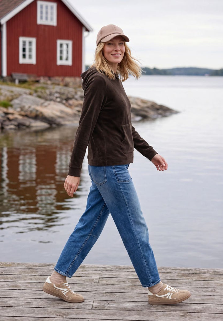 Langarm Shirt aus Cord mit Kapuze