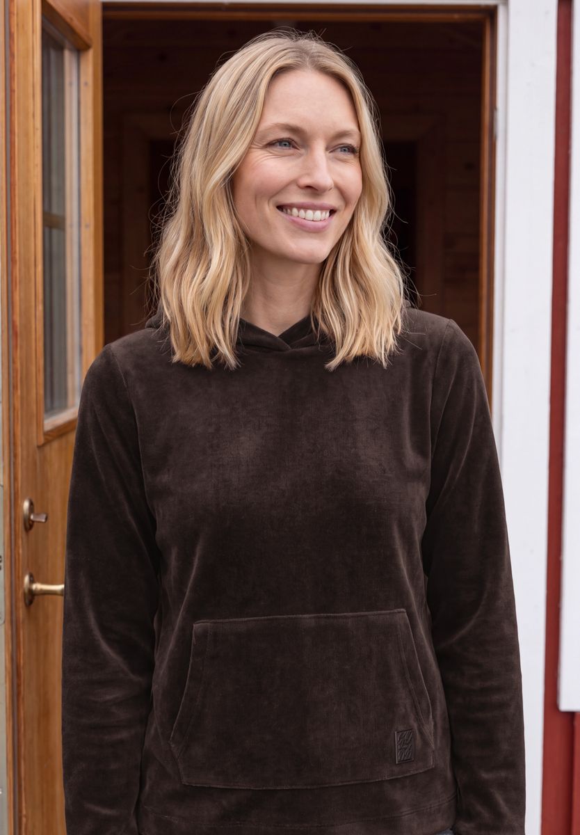 Langarm Shirt aus Cord mit Kapuze