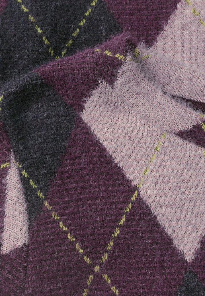 3/4-Arm Shirt mit Rundhals und Argylemuster