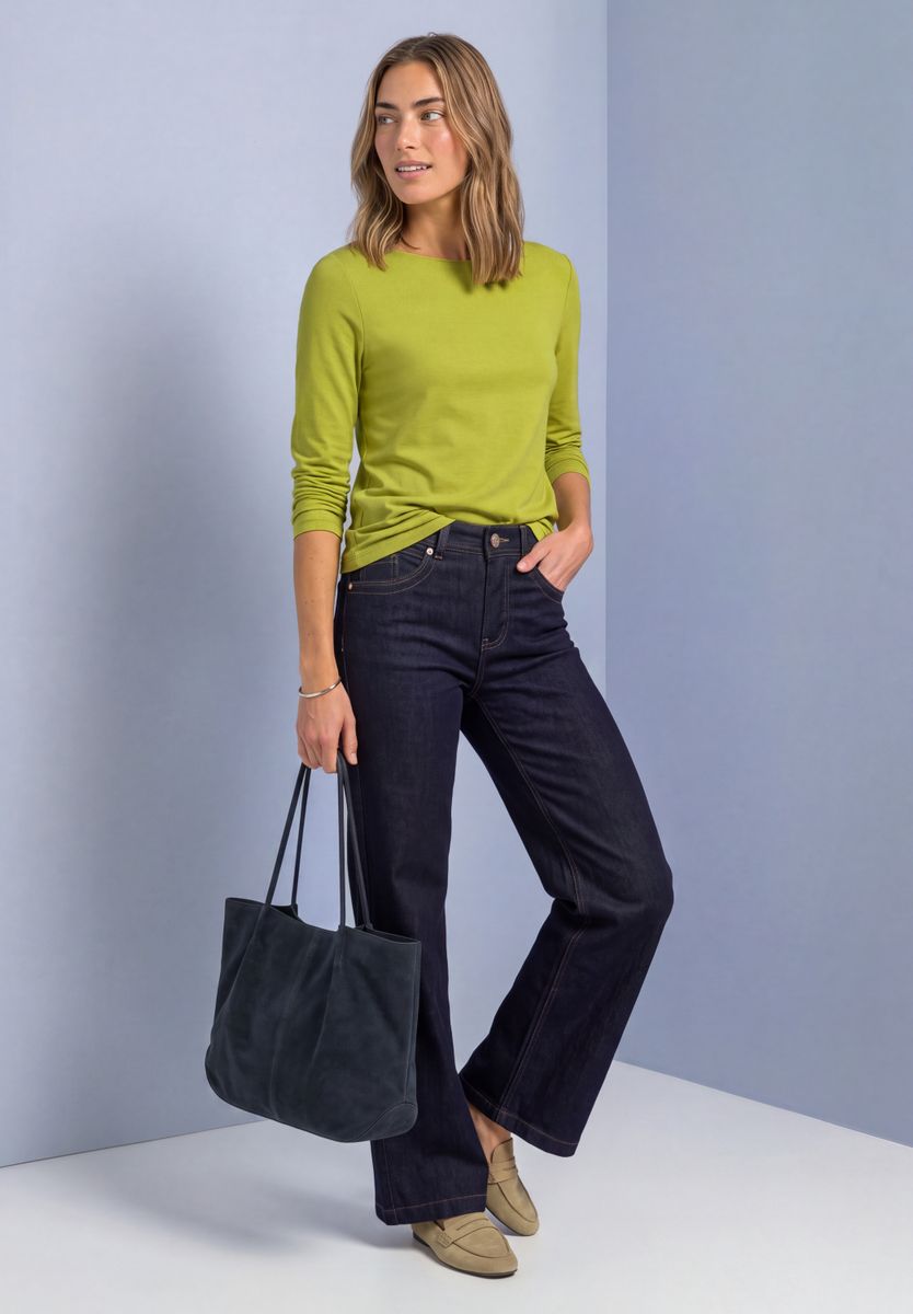 Basic Shirt mit U-Boot-Ausschnitt
