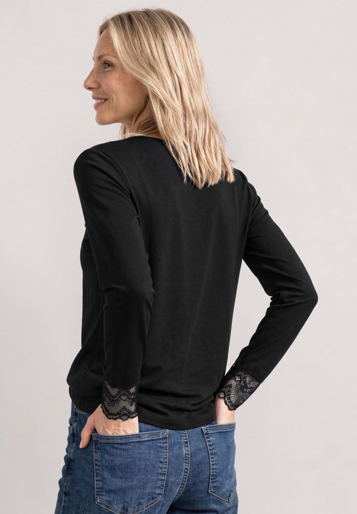Langarm Shirt mit Rundhals und Spitze