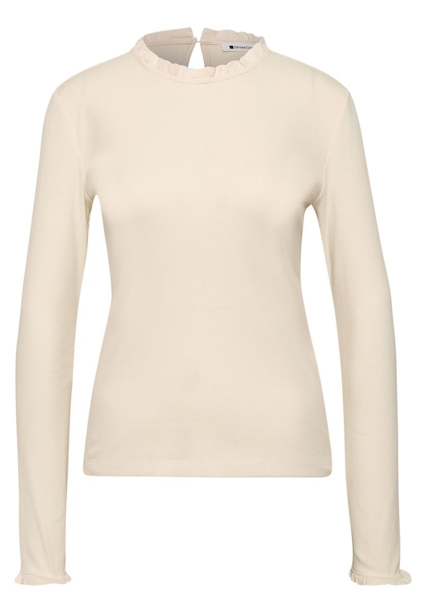 Langarm Shirt mit Rundhals und Rüschen