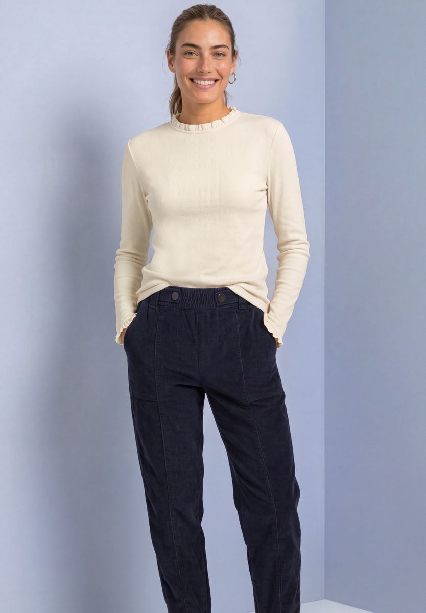 Langarm Shirt mit Rundhals und Rüschen
