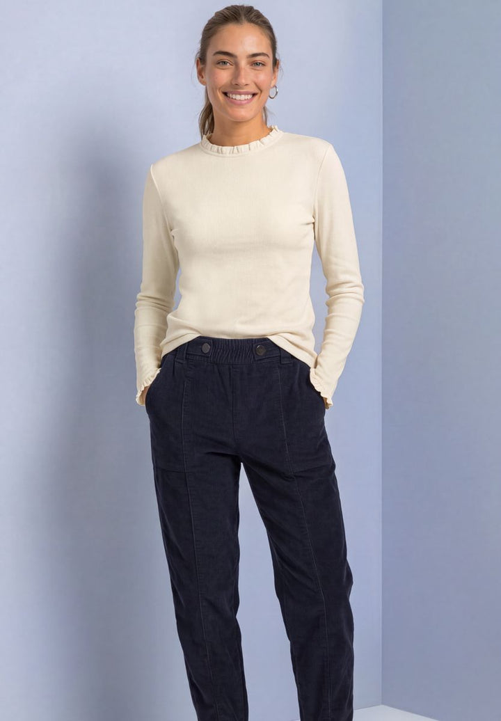 Langarm Shirt mit Rundhals und Rüschen