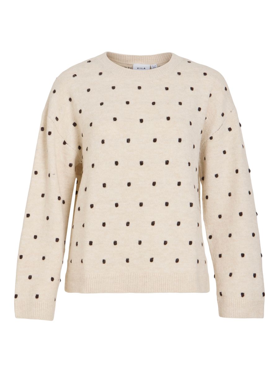 VILIGA L/S O-NECK DOT KNIT TOP