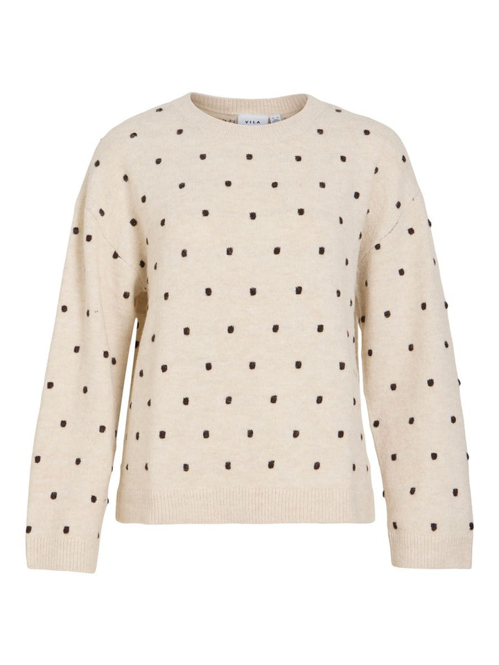 VILIGA L/S O-NECK DOT KNIT TOP