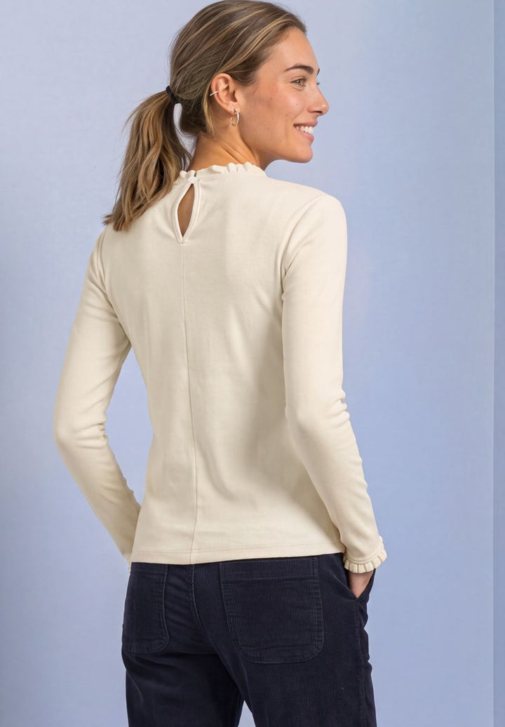 Langarm Shirt mit Rundhals und Rüschen