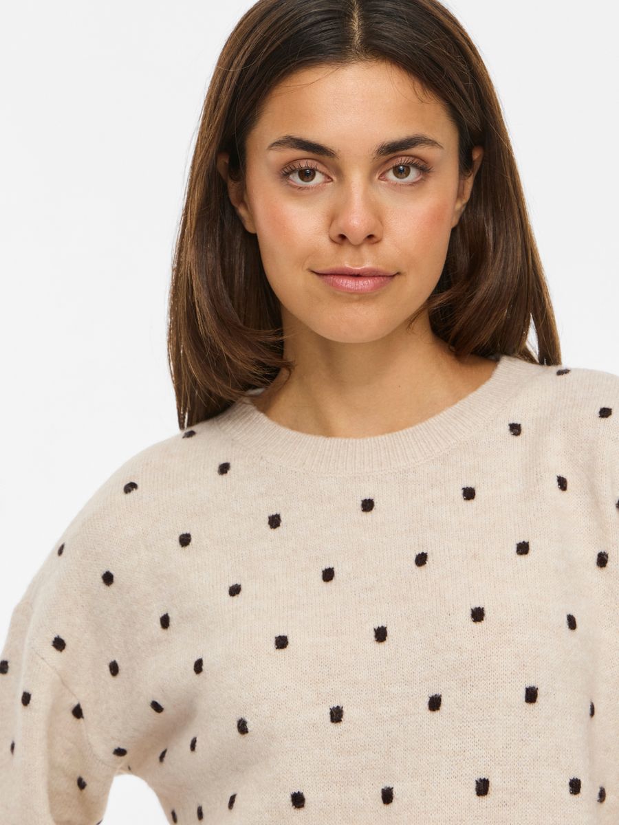 VILIGA L/S O-NECK DOT KNIT TOP