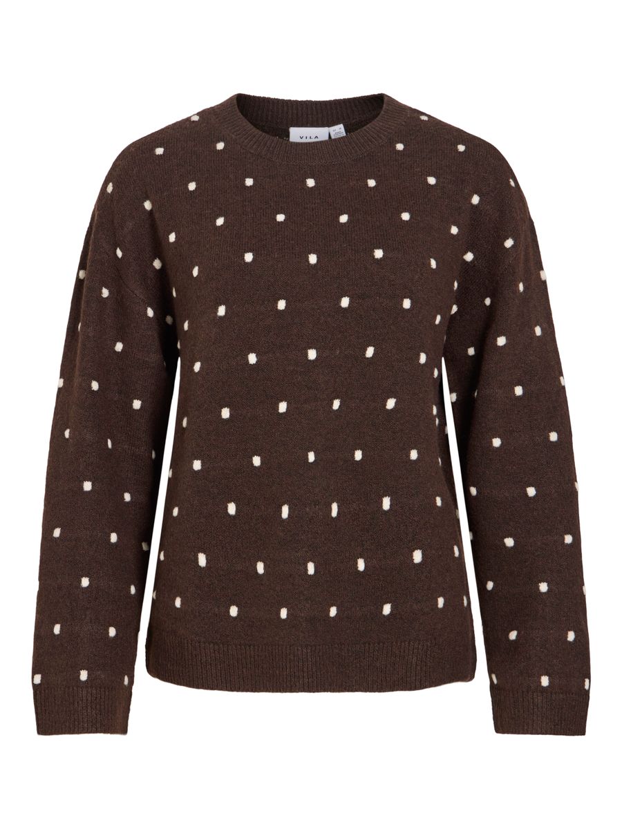 VILIGA L/S O-NECK DOT KNIT TOP