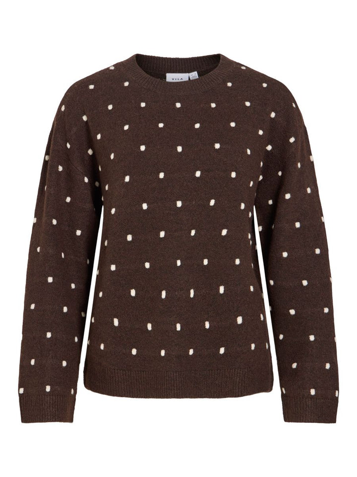 VILIGA L/S O-NECK DOT KNIT TOP