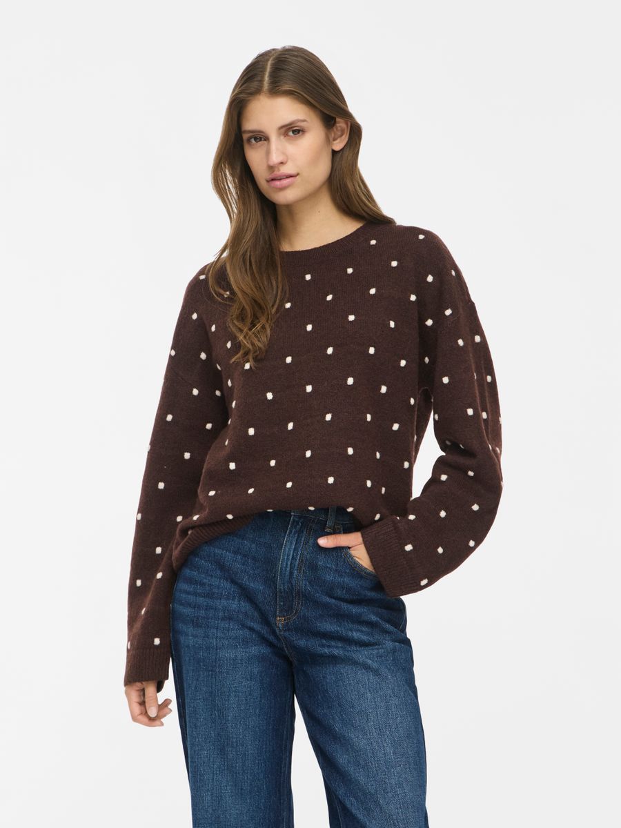 VILIGA L/S O-NECK DOT KNIT TOP