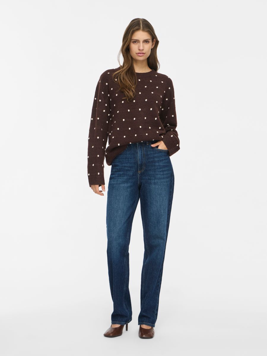 VILIGA L/S O-NECK DOT KNIT TOP
