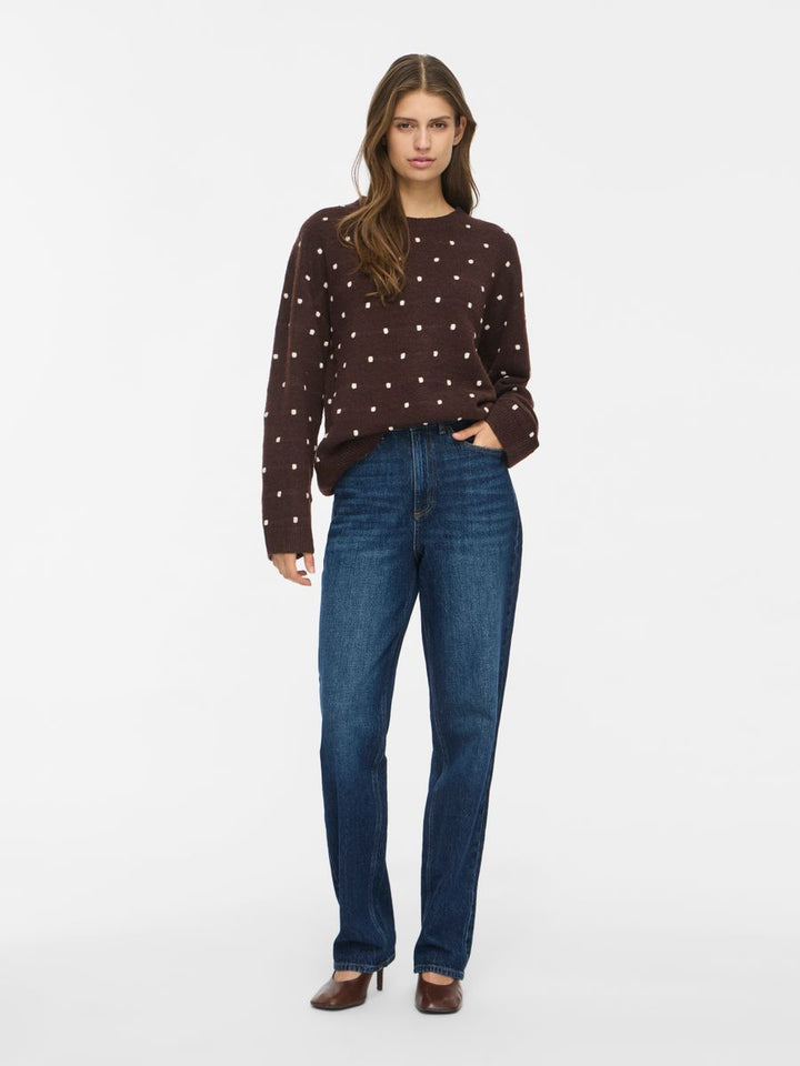 VILIGA L/S O-NECK DOT KNIT TOP
