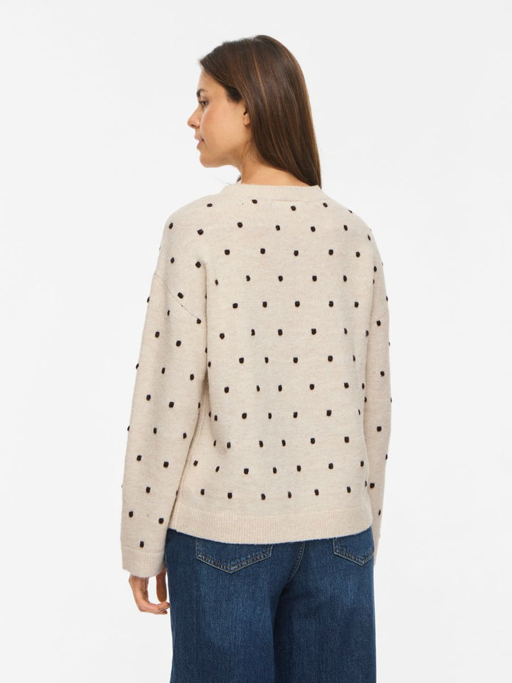 VILIGA L/S O-NECK DOT KNIT TOP