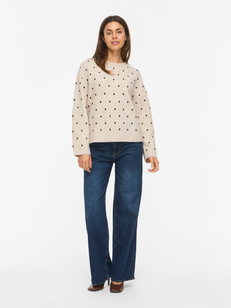 VILIGA L/S O-NECK DOT KNIT TOP