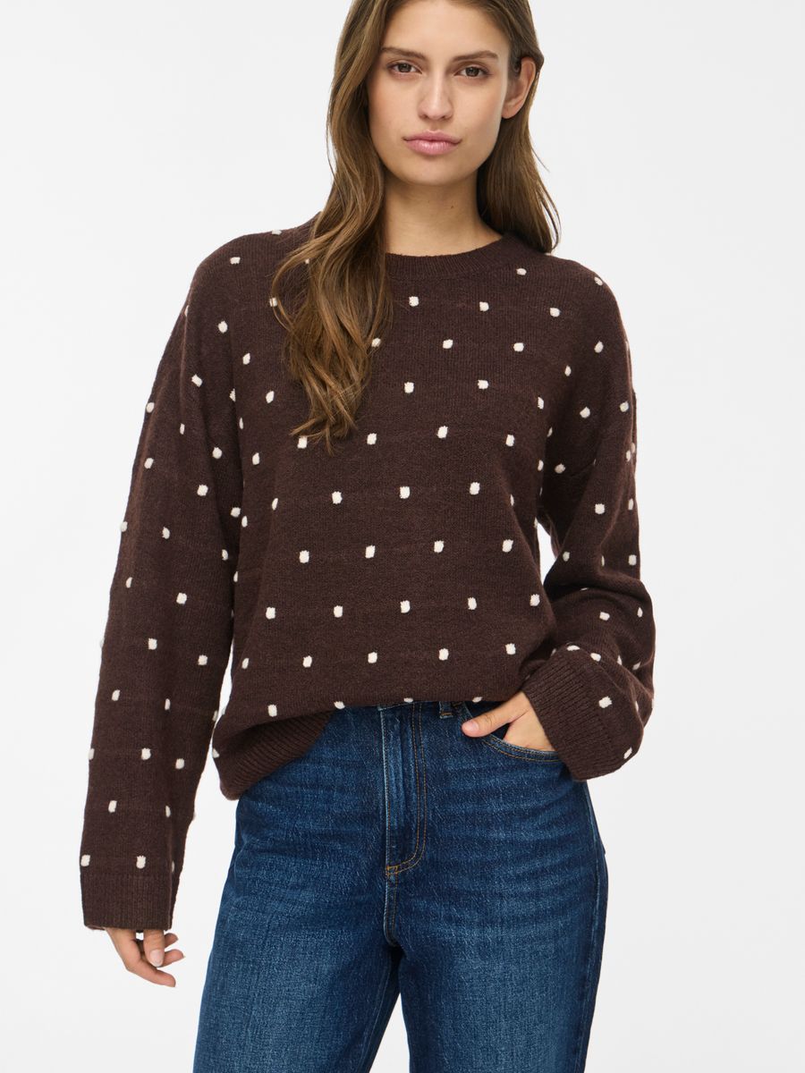 VILIGA L/S O-NECK DOT KNIT TOP