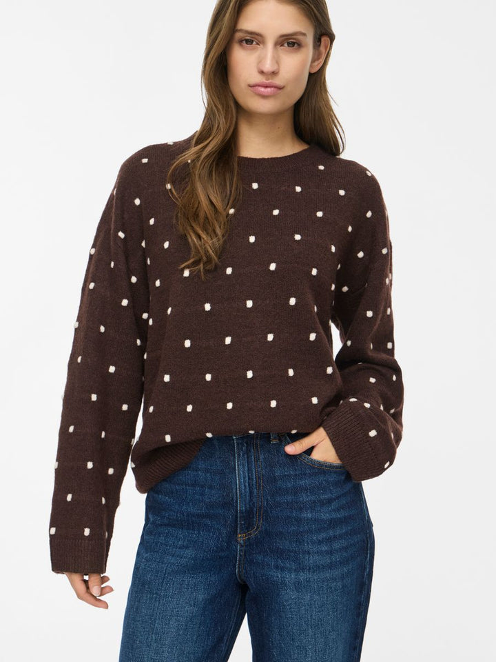 VILIGA L/S O-NECK DOT KNIT TOP