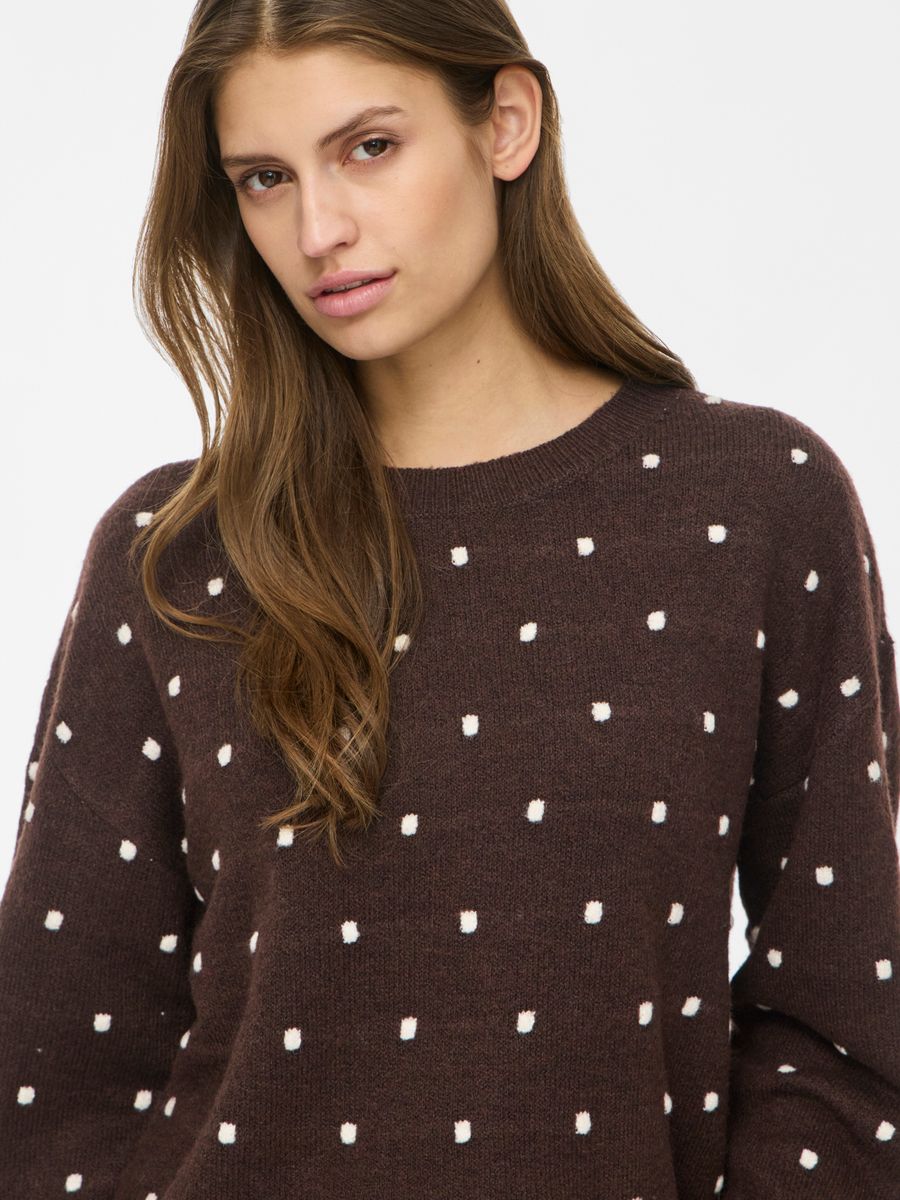 VILIGA L/S O-NECK DOT KNIT TOP