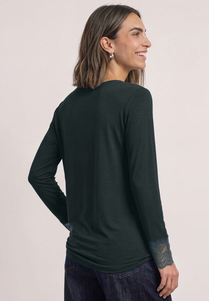 Langarm Shirt mit Rundhals und Spitze