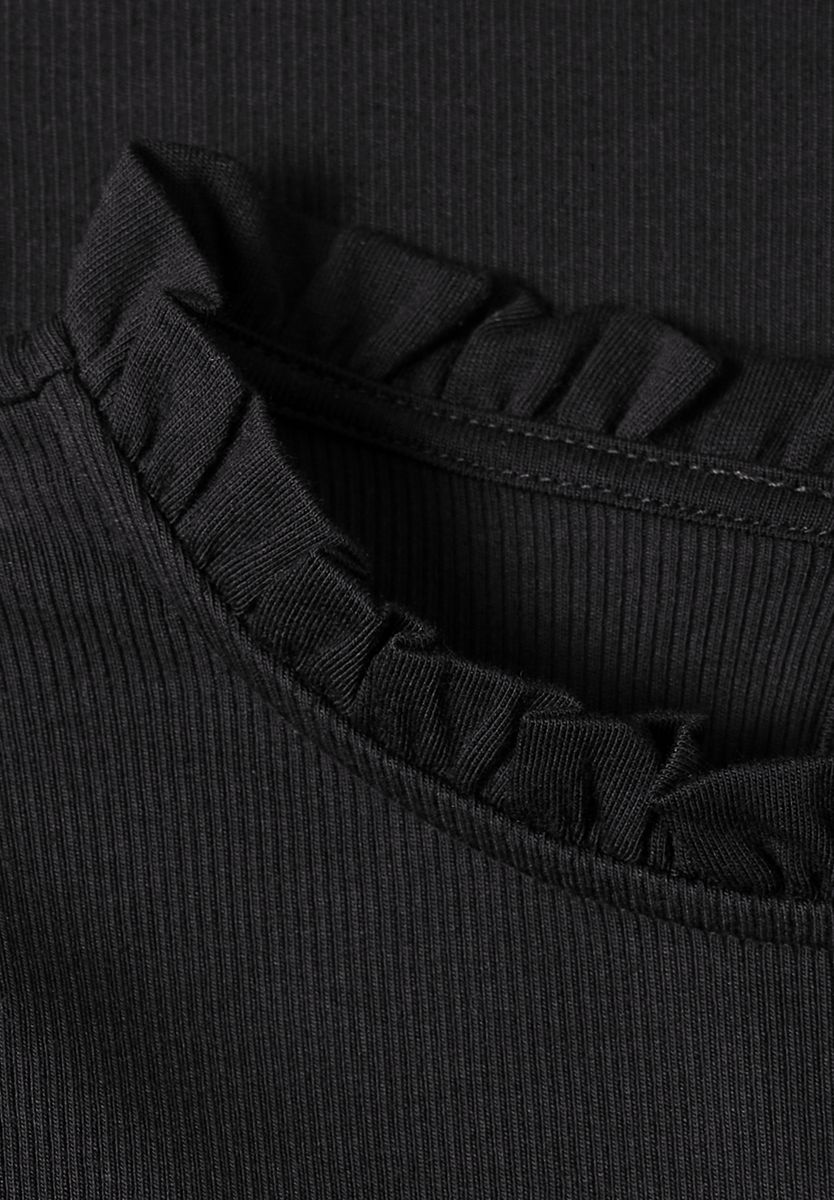 Langarm Shirt mit Rundhals und Rüschen