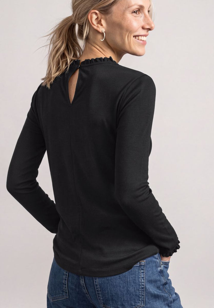 Langarm Shirt mit Rundhals und Rüschen