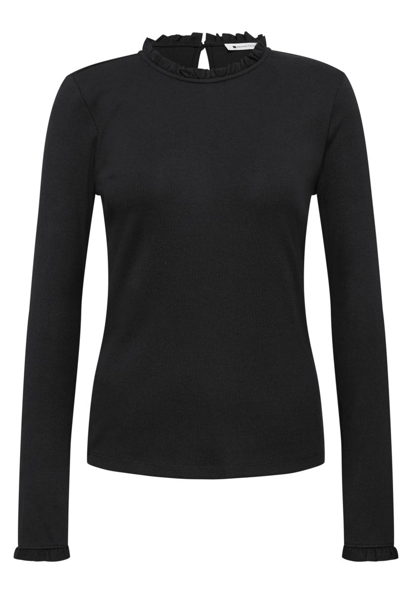 Langarm Shirt mit Rundhals und Rüschen