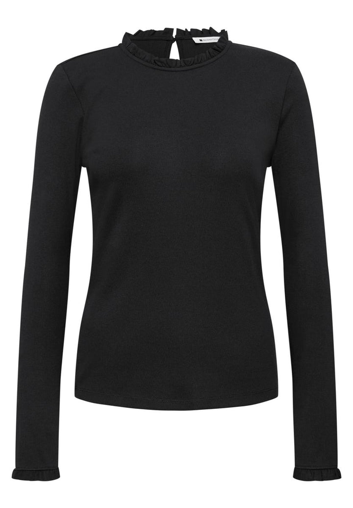 Langarm Shirt mit Rundhals und Rüschen