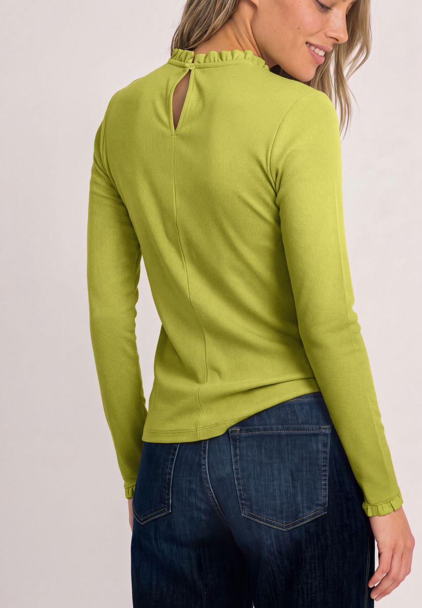 Langarm Shirt mit Rundhals und Rüschen