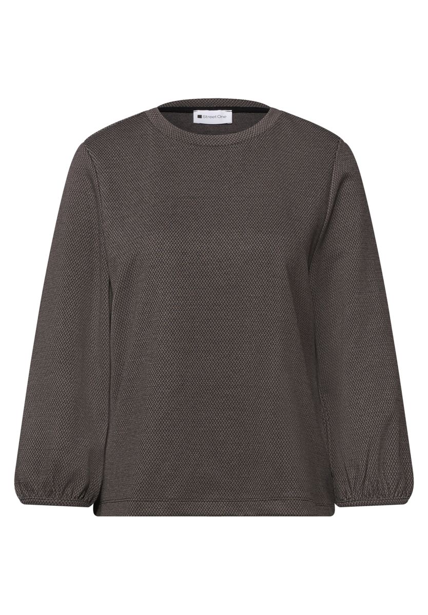 3/4-Arm Shirt mit Rundhals und Dessin