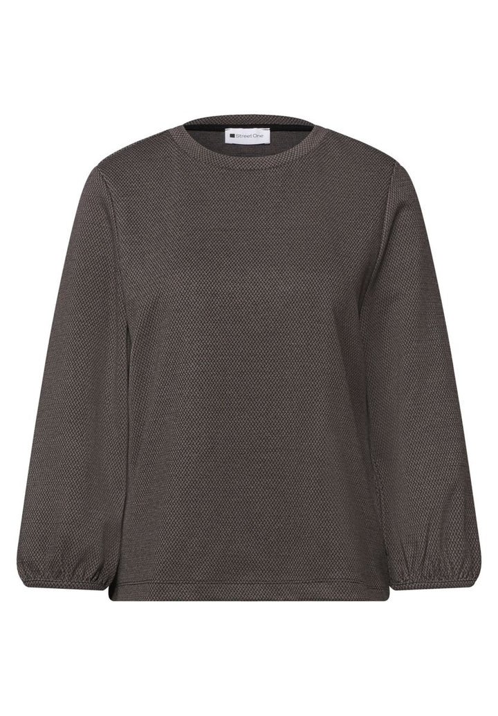 3/4-Arm Shirt mit Rundhals und Dessin