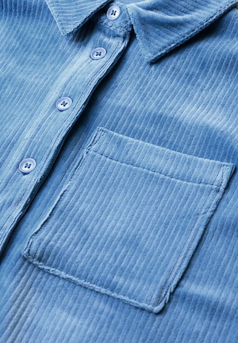 Halbarm Jersey Cordbluse in Unifarbe