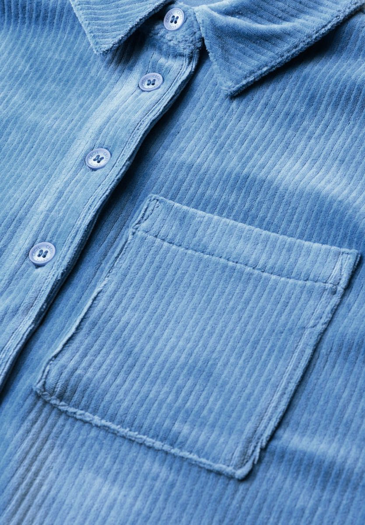 Halbarm Jersey Cordbluse in Unifarbe