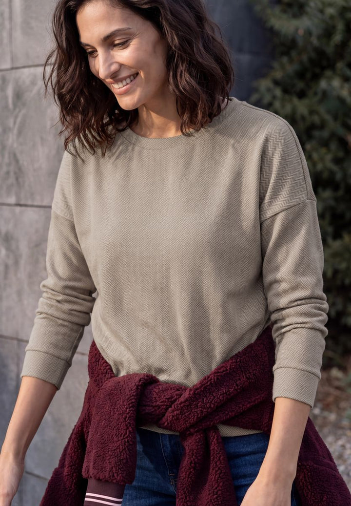 Langarm Shirt mit Herringbone-Muster