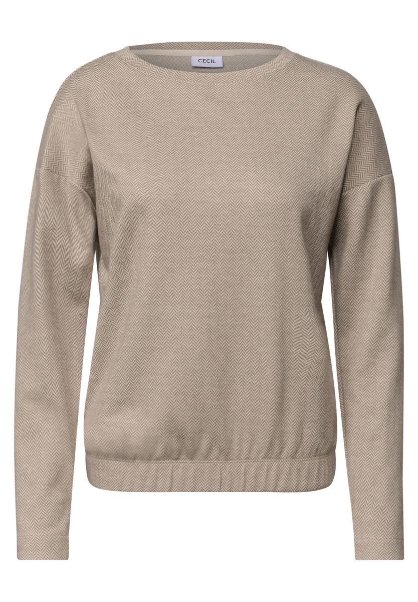Langarm Shirt mit Herringbone-Muster