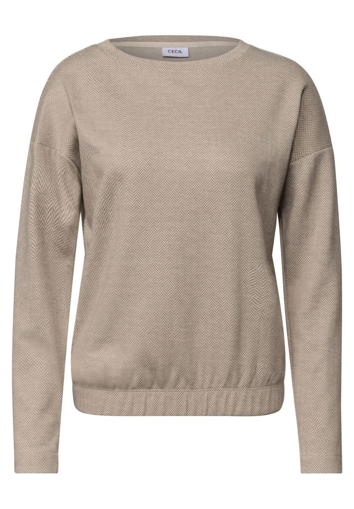 Langarm Shirt mit Herringbone-Muster
