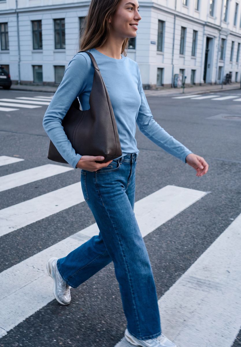 Basic Shirt in Unifarbe mit Rundhals